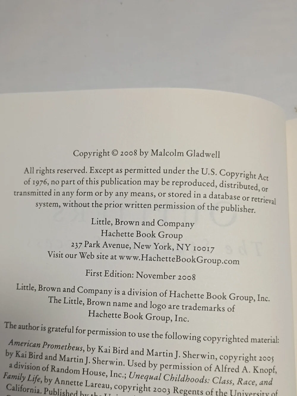 Hardcover Outliers  The Story Of Success by Malcolm Gladwell Book